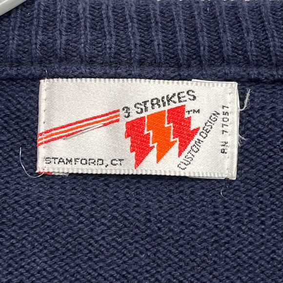 Vintage CBS News Olympics 3 Strikes Sleeveless V-Neck Knit Pullover Vest - Picture 3 of 6